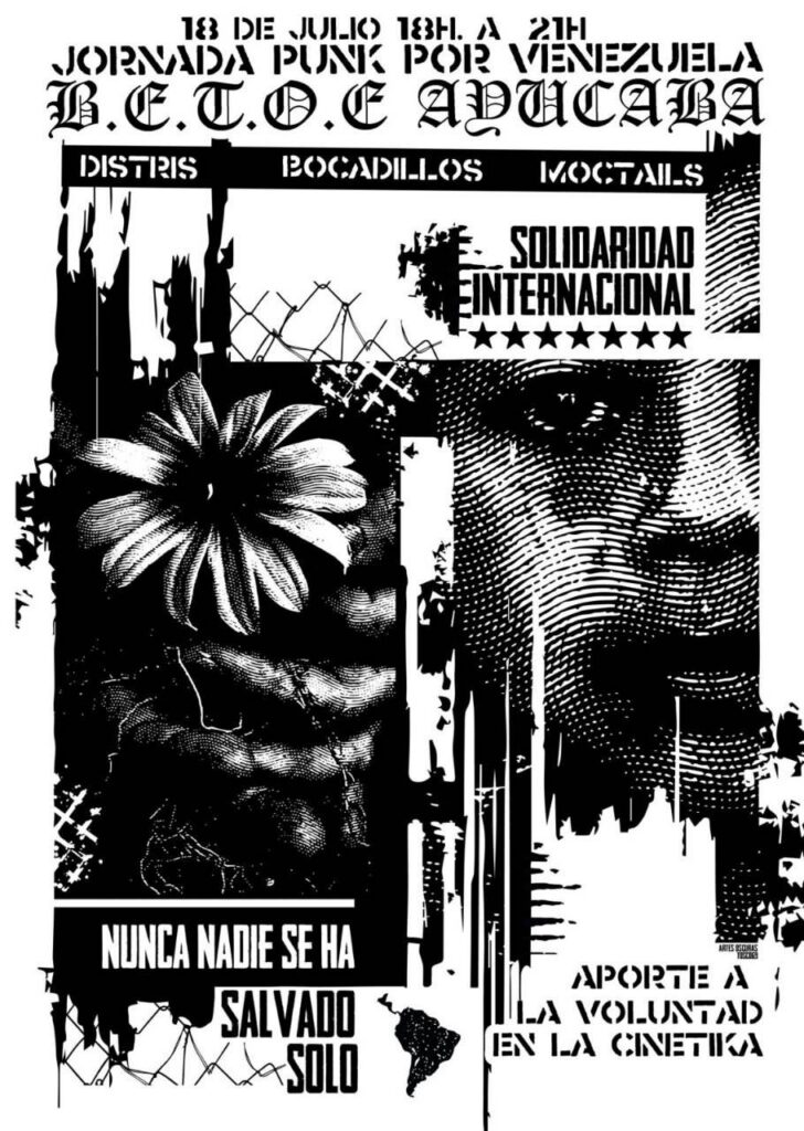 Cartell en blanc i negre dels concerts benèfics
